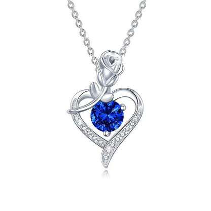 Collier cœur rose saphir
