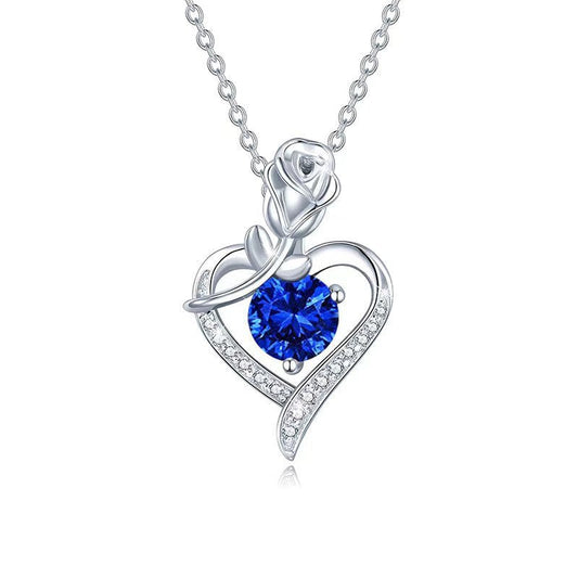 Collier cœur rose saphir
