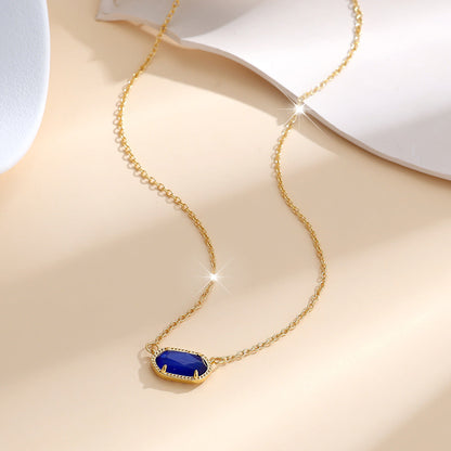 Collier saphir ovale classique Doré