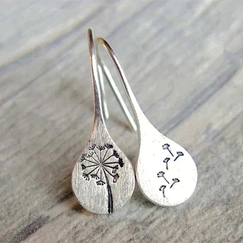 Boucles d'oreilles feuille de pissenlit en argent sterling plaqué