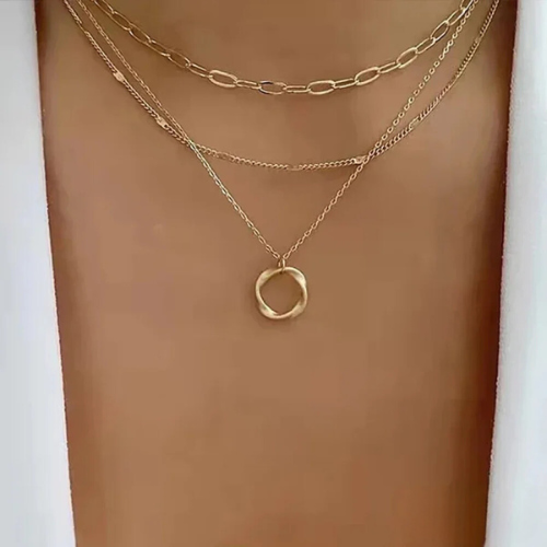 Carmen - Collier Vintage avec Chaîne et Pendentif avec Dorure à l'Or
