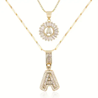 Set de colliers initiales Pavé Dorés