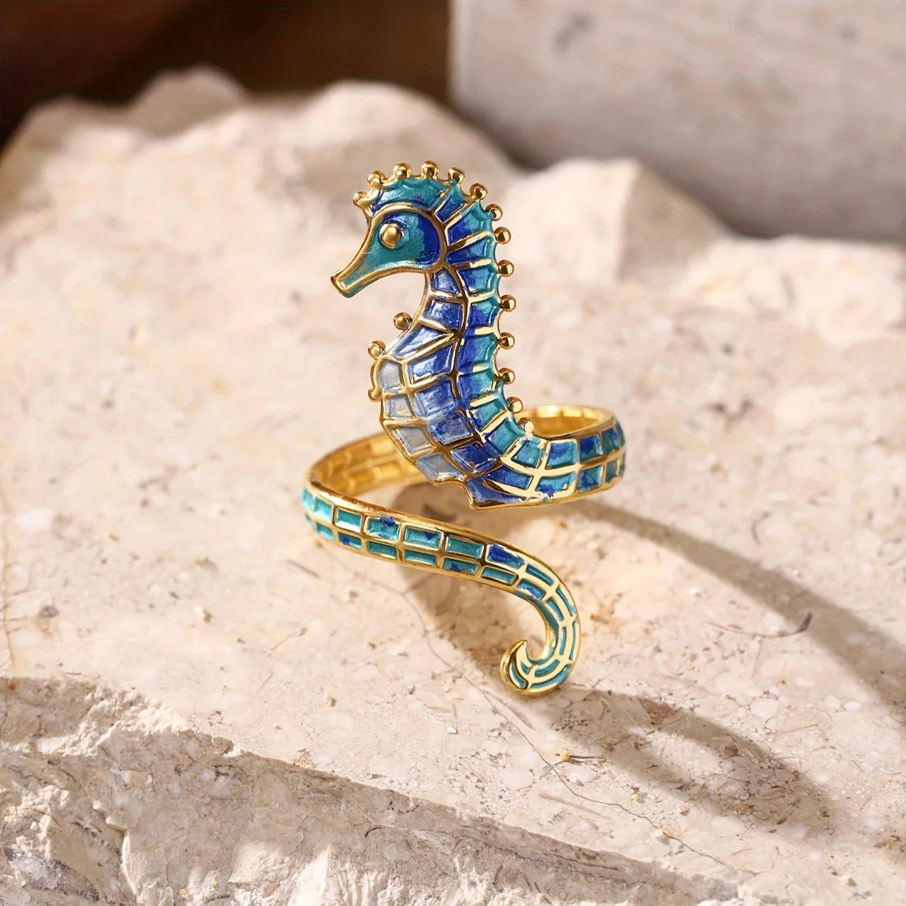 Bague Ajustable Hippocampe Style Bohème
