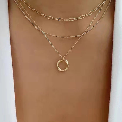 Collier Vintage de Chaînes Superposées avec Pendentif
