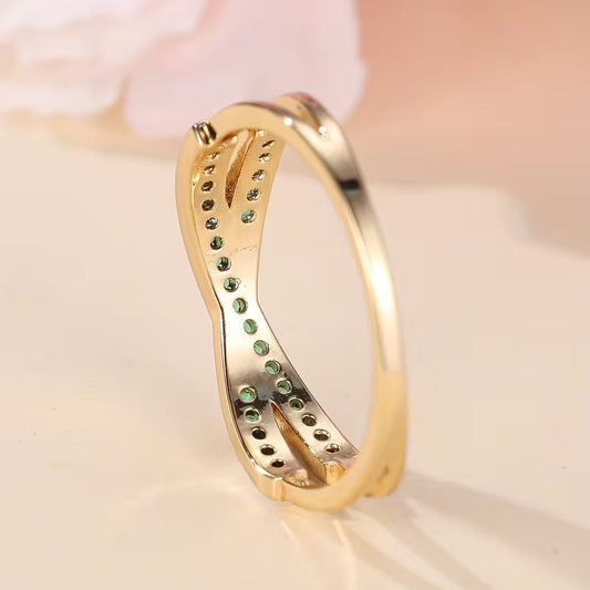 Bague flux émeraude Dorée