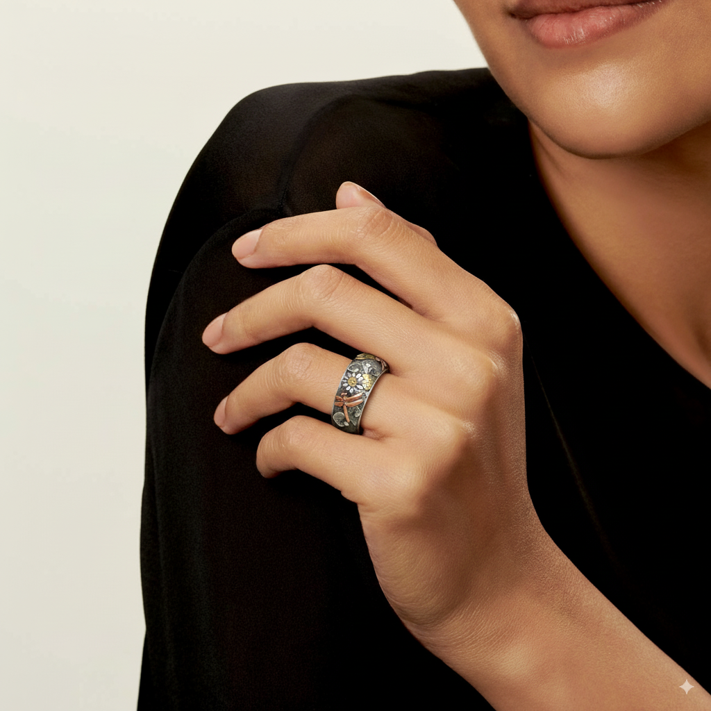 Bague naturelle plaquée argent vintage