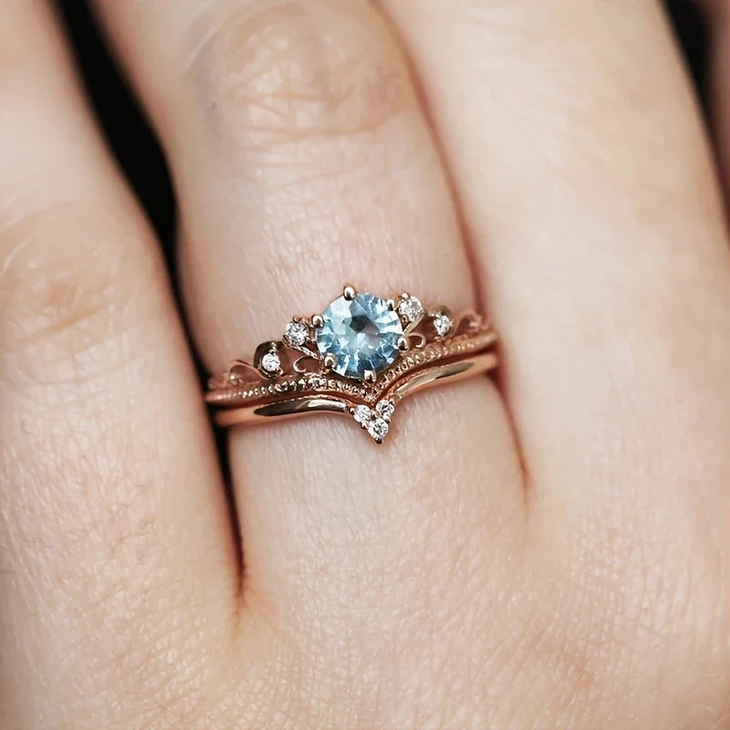 Bague Princesse Bleue en Or avec Zircon