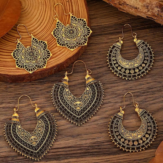 Set de 3 boucles d'oreilles vintage bohèmes