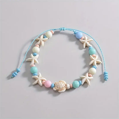 Bracelet de Cheville Océan Infini avec Cordon de Perles Acryliques