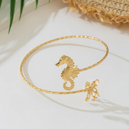Bracelet Ajustable Hippocampe en Or