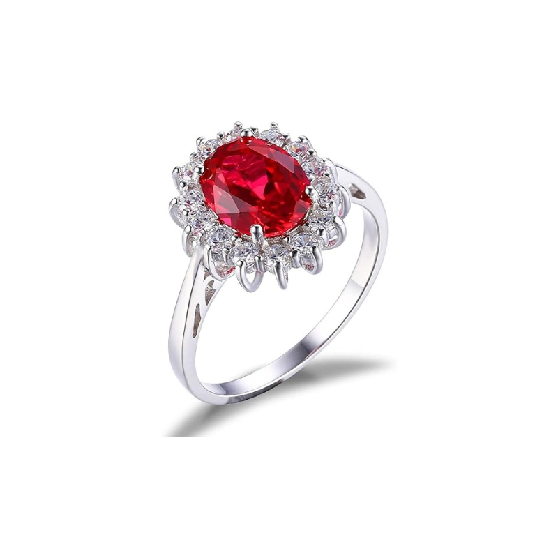 Bague halo rubis classique