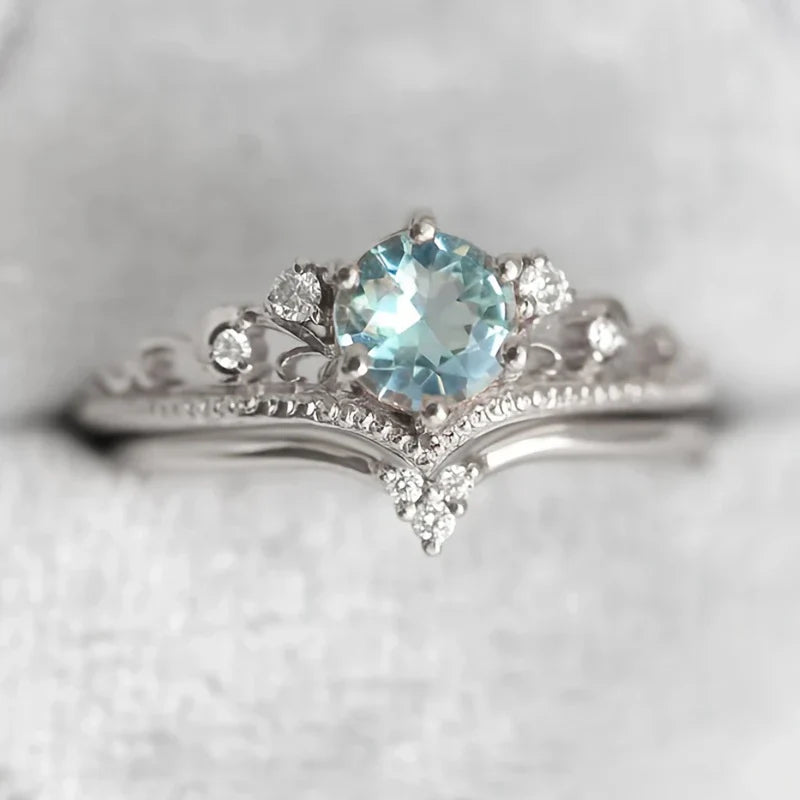 Bague Princesse Bleue en Or avec Zircon