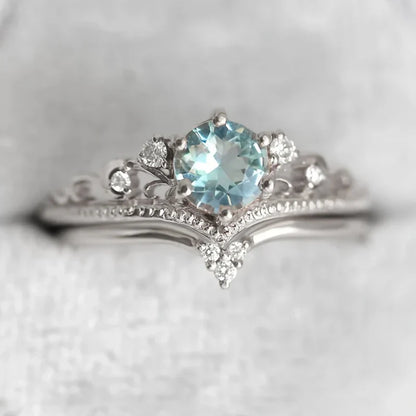 Bague Princesse Bleue en Or avec Zircon