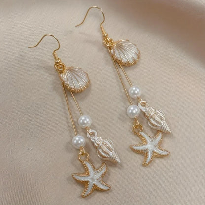 Boucles d'Oreilles Élégantes Coquillage, Étoile et Bigorneau de Mer
