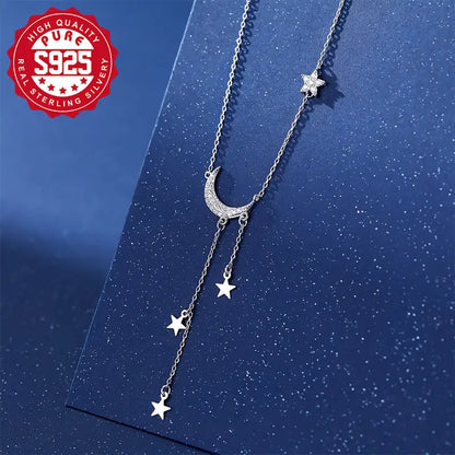 Collier de Lune avec Pompons en Argent 925