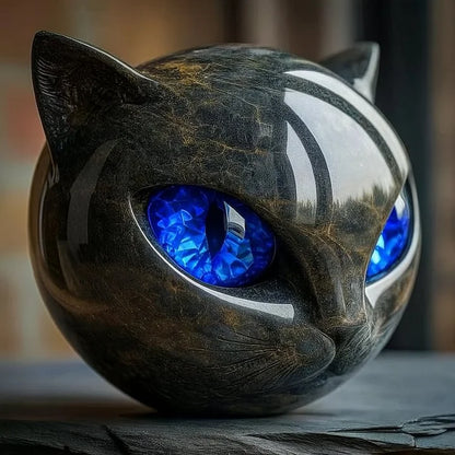 Nyxcharm - Sculpture Mystique Représentant Une Tête De Chat Noir