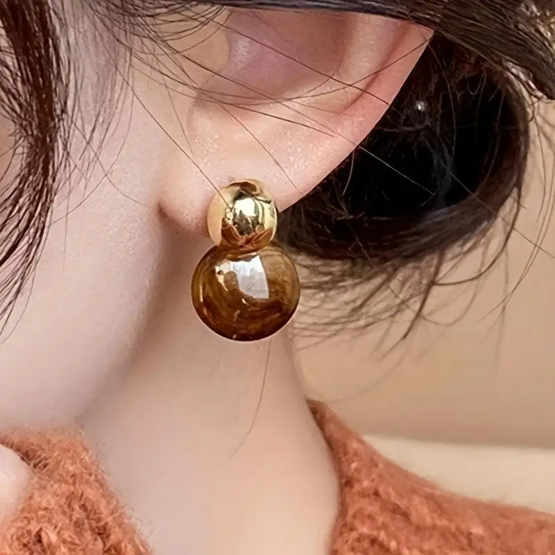 Boucles d'oreilles pendantes ambre Aurélie Dorées