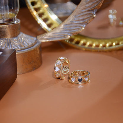 Bague Ouverte de Cœur avec Zircon Incrusté