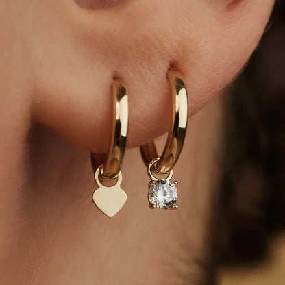 Boucles d'oreilles créoles en pierre Larmes de Lune Dorées