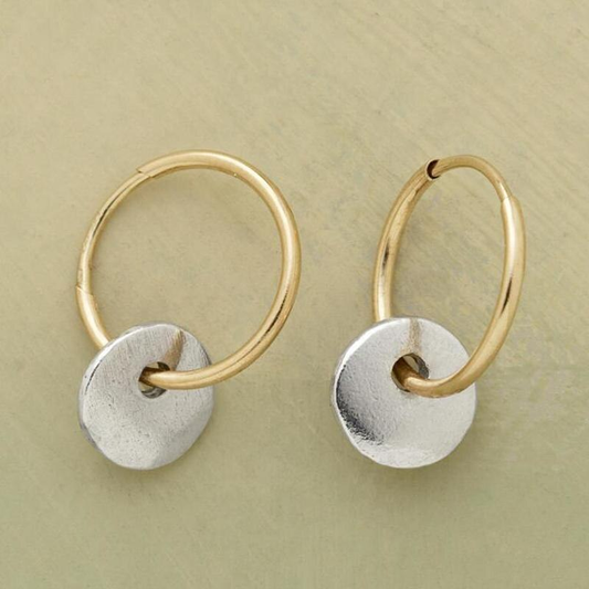 Boucles d'Oreilles en Or et Argent Vintage