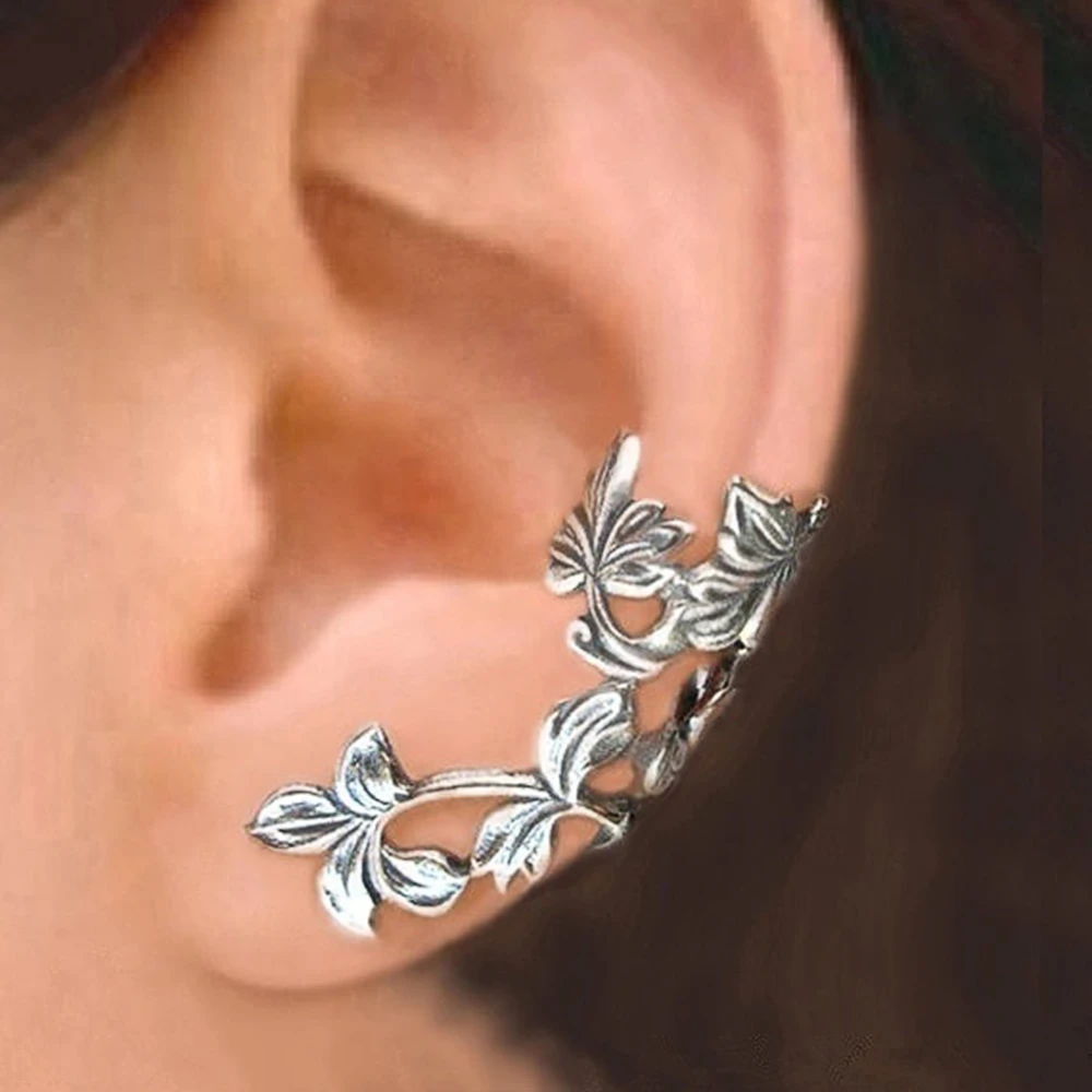 Boucles d'Oreilles Vintage en Argent de Feuilles