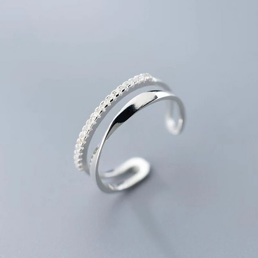 Bague Ajustable de Zircon en Argent