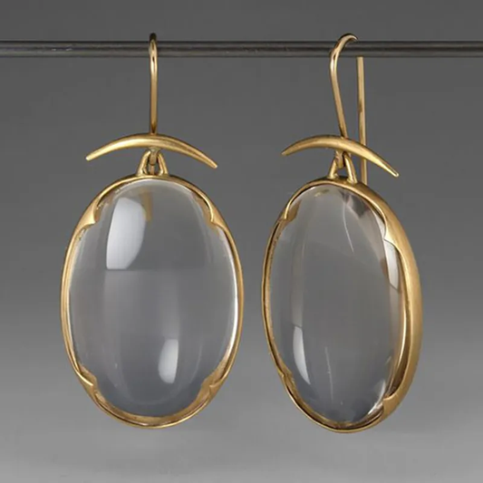 Boucles d'Oreilles Vintage de Cristal Gris en Or