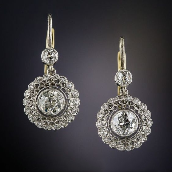 Boucles d'Oreilles de Mandala avec Zircon Vintage