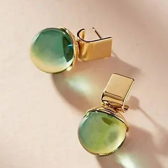 Boucles d'Oreilles Vintage avec Cristal Vert en Or