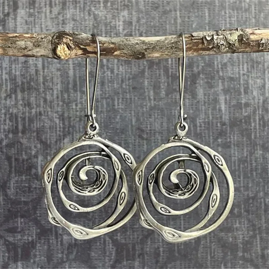 Boucles d'Oreilles Labyrinthe Vintage Argent