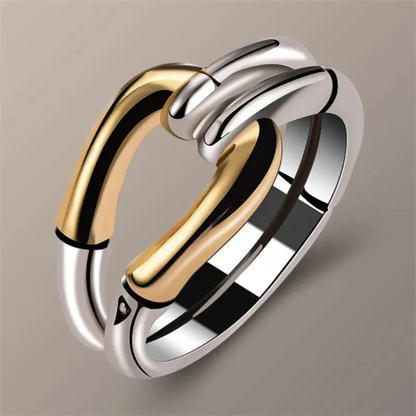 Bague en nœud dorée et argentée vintage