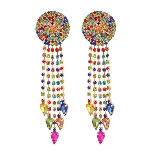 Boucles d'Oreilles Mandala Pendantes Multicolore Vintage