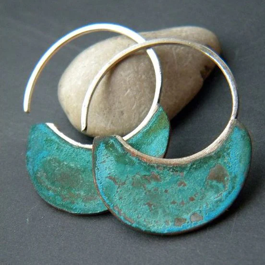 Boucles d'Oreilles Turquoise Usées Vintage