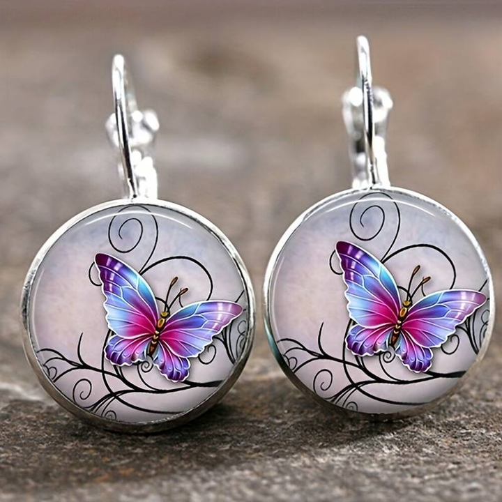 Boucles d'oreilles papillon en cristal rond vintage