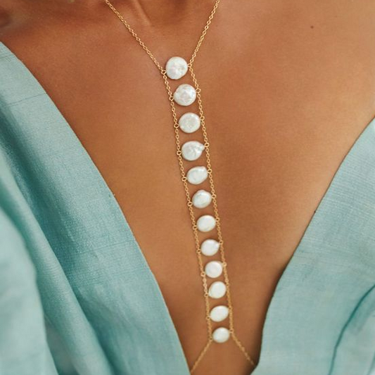 Collier Perles Pendantes Vintage