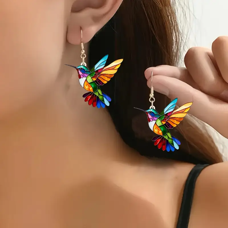 Boucles d'oreilles colibri colorées