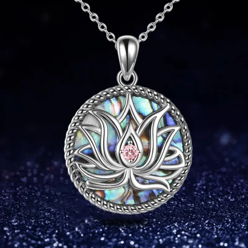 Collier lotus coloré plaqué argent