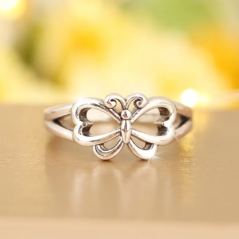 Bague papillon plaquée argent