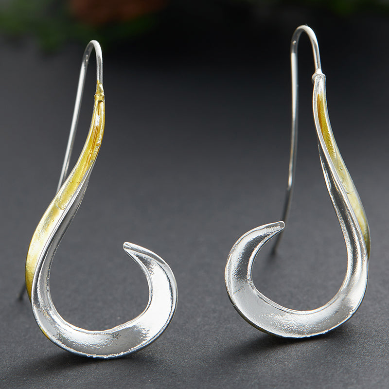 Boucles d'Oreilles Pendantes Dorées Vintage