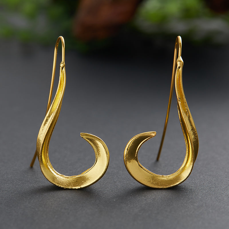 Boucles d'Oreilles Pendantes Dorées Vintage