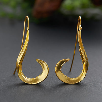 Boucles d'Oreilles Pendantes Dorées Vintage