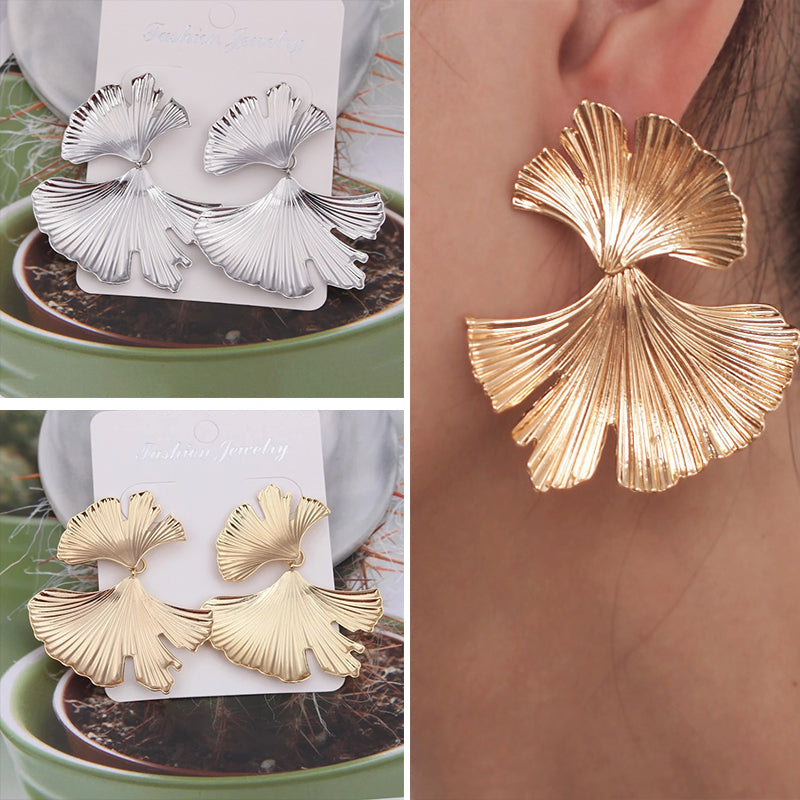 Boucles d'Oreilles Vintage de Ginkgo Biloba