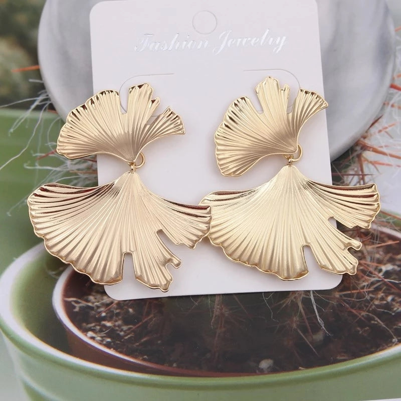 Boucles d'Oreilles Vintage de Ginkgo Biloba
