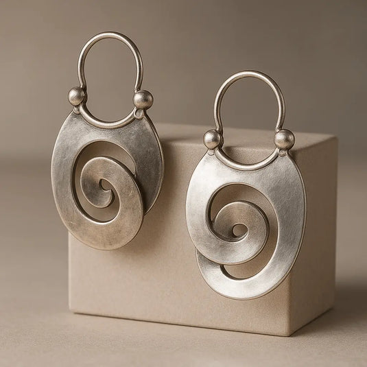 Boucles d'Oreilles Vintage Irrégulières en Argent