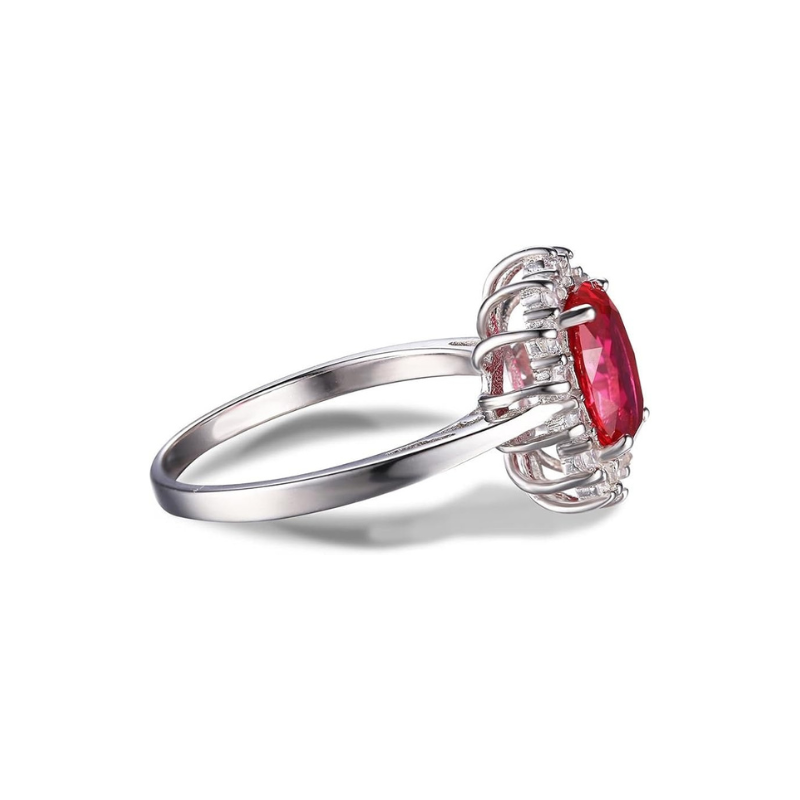 Bague halo rubis classique