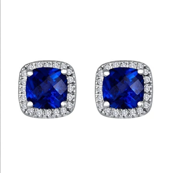 Boucles d'oreilles saphir carrées