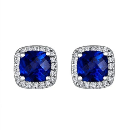 Boucles d'oreilles saphir carrées