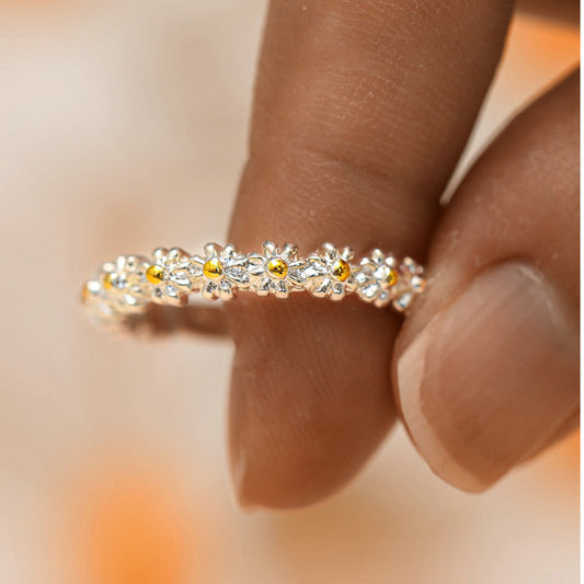 Bague Ajustable Dorée de 18 Carats avec Marguerite