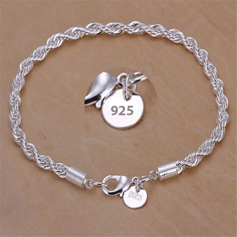 Bracelet Type Corde Tressée d'Argent 925