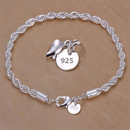 Bracelet Type Corde Tressée d'Argent 925